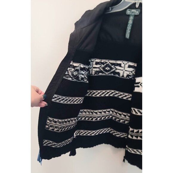 Ralph Lauren LRL Sweater Jacket Black Cream Aztec Southwestern Western L - Picture 7 of 9